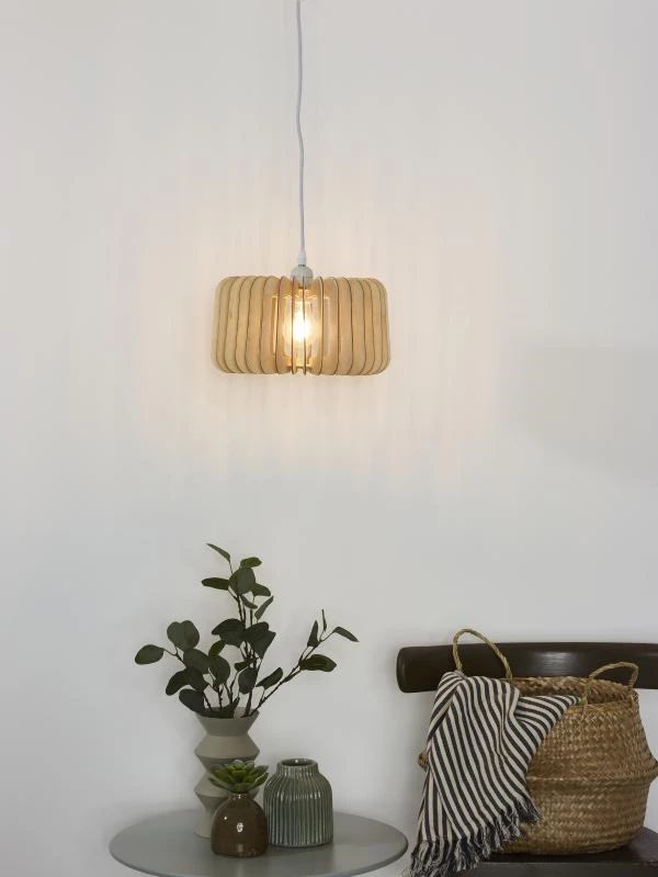 Lucide ETTA - Hanglamp - Ø 29 cm - 1xE27 - Naturel - sfeer 1